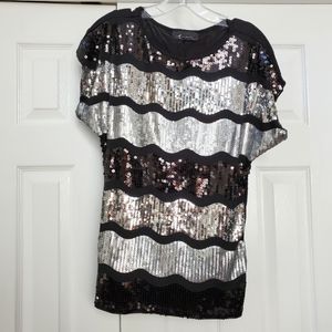 Black & Silver Sequin Top